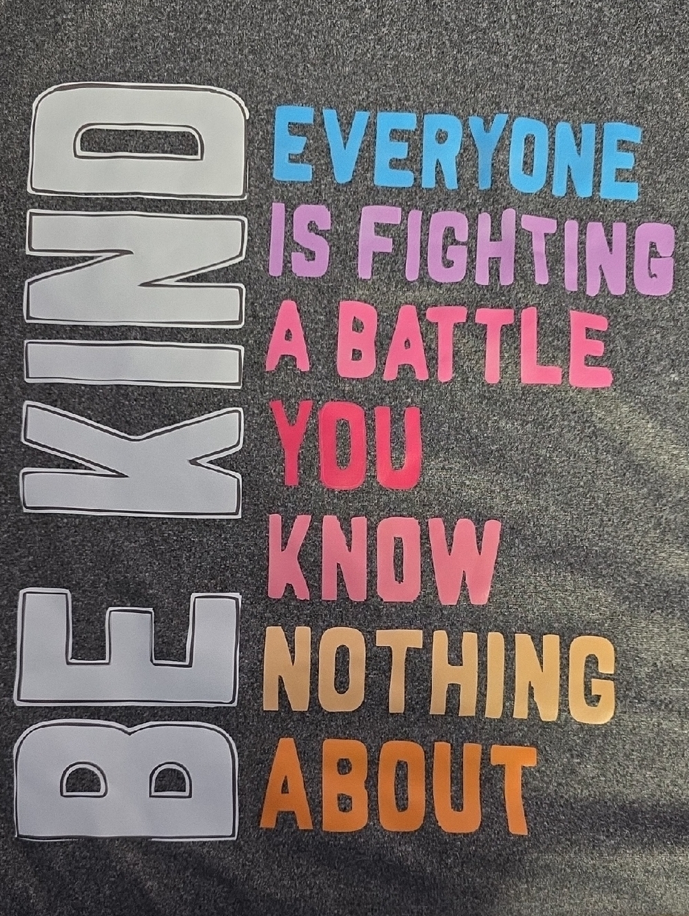 Grey Short-Sleeve Tee with Colorful BE‎ KIND Graphic - Picture 5 of 5